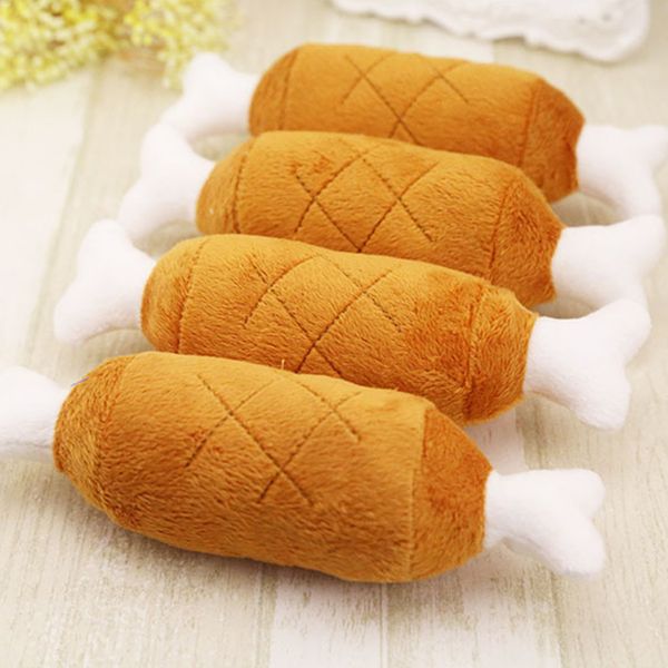 

pet puppy cat dog chew squeaker squeaky plush sound chicken leg bone toys