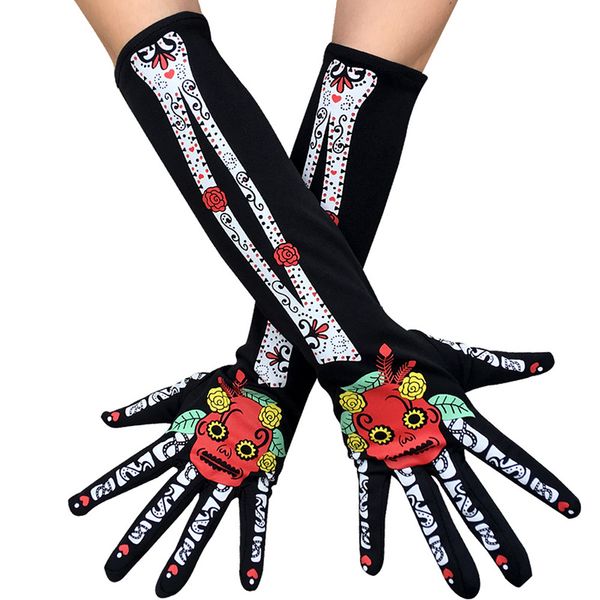 

halloween blood drops long ghost gloves horror performance gloves bar dance dress up props skeleton d45, Blue;gray