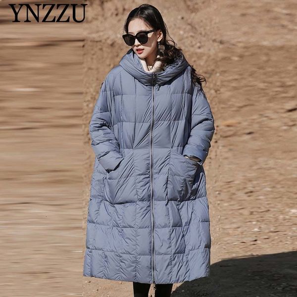 

2019 winter women's down jacket oversized original design female coats warm hooded coat overcoat loose elegant chic ynzzu 9o088, Black;white