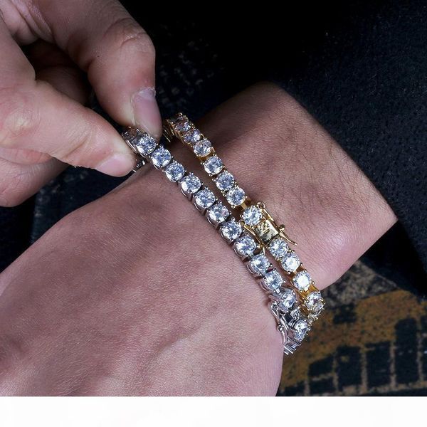 

mens розового золота теннис браслеты золото iced out цепь браслет мода хип-хоп ювелирные изделия браслетов 5ммы, Black