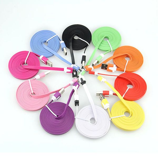 

1m 3ft 2m 6ft 3m 10ft flat charge cord noodle micro usb 2.0 cable for all smartphone 100pcs