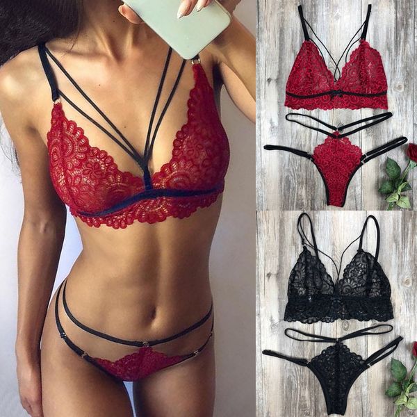 

Women Bra Set Fashion Sexy Bra Polyester Lace Lingerie Straps Lenceria Mujer Women Sissy Panty Bandage Set Babydoll Sexy Bra