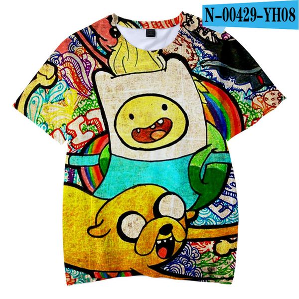 

adventure time with finn and jake short-sleeve bottoming novelty luxury 3d print shirts humor harajuku harajuku men clothing