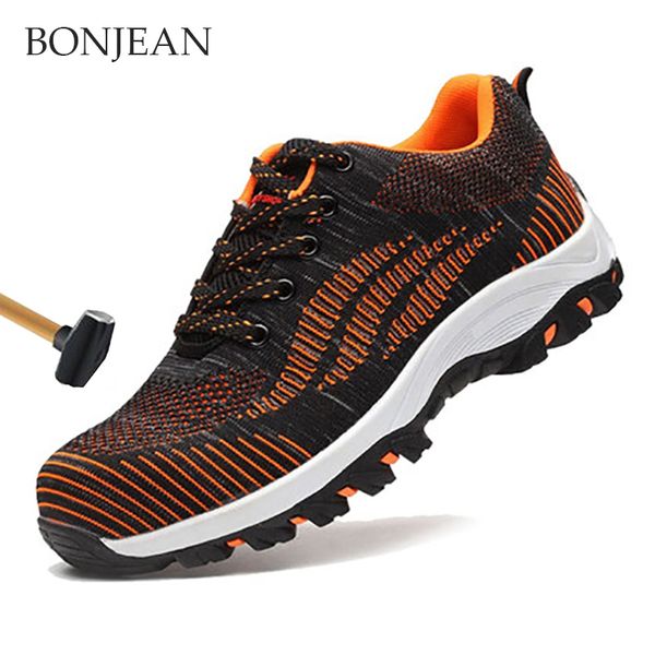 

men's shoes safety shoes lightweight breathable steel headgear steel head men's work boots toe women's boots 35-46, Black
