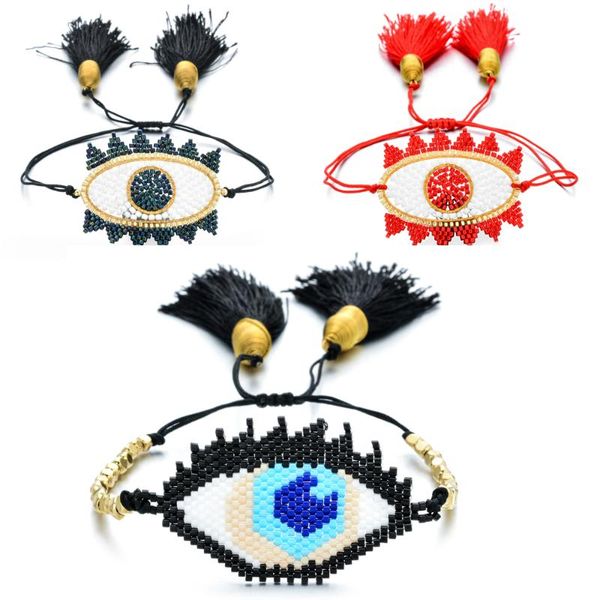

retro miyuki bracelet evil eye bracelet hamsa hand jewelry pulseras adjustable for women tassel handmade insta fashion 2020, Golden;silver