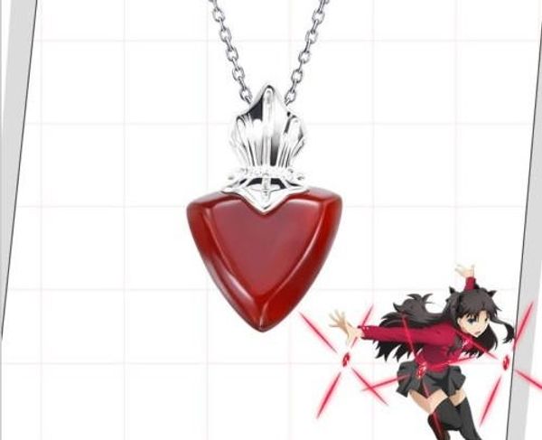 

Fate/Stay Night Tohsaka Rin Red Heart 925 Sterling Silver Pendant Necklaceh