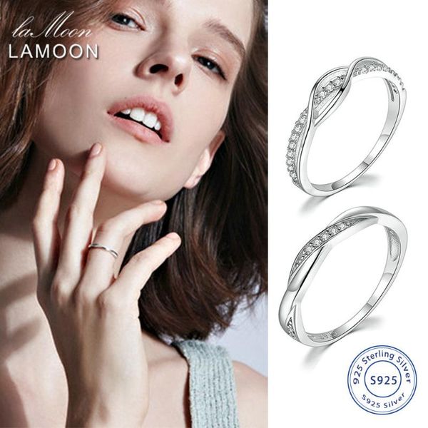 

lamoon 925 sterling silver ring for women thin simple style winding wedding ring delicate gift fashion jewelry dzr016 dzr017, Golden;silver