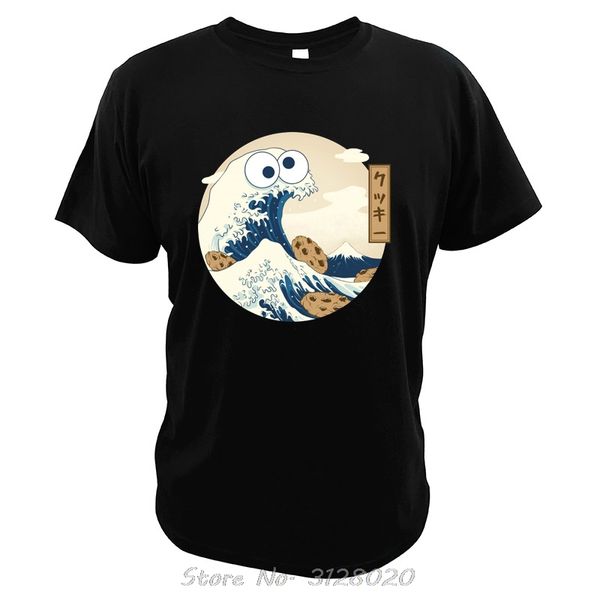 

the great wave off kanagawa cookie monster t shirt hokusai the muppets cookie t-shirt tees pure cotton sesame street tshirt