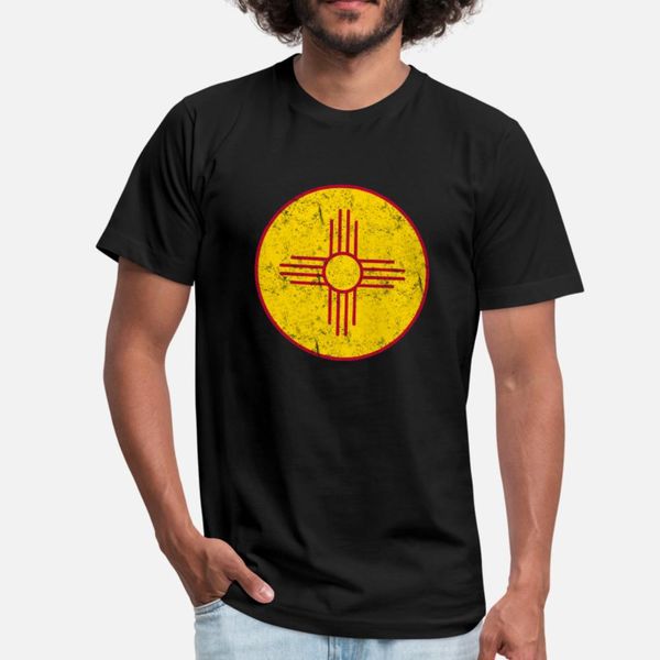 

new mexico state flag pride t shirt men designer cotton round neck standard fit building summer style trend shirt