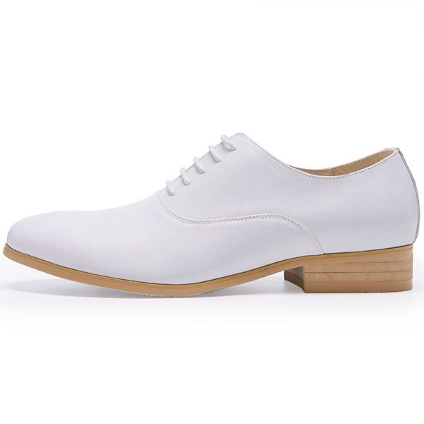 

2020 men genuine leather white shoes round toe breathable business casual dress shoes male korean fashion footwear high quality, Black