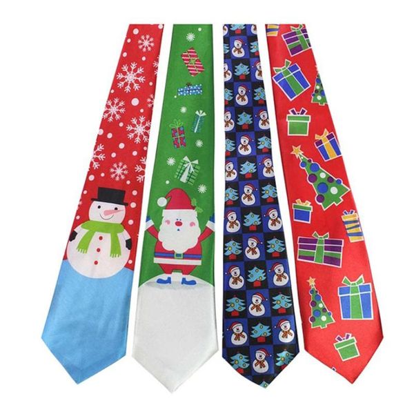 

neck ties 4pcs christmas printed tie necktie novelty santa claus snowflake tree reindeer print floral xmas for men gift, Blue;purple