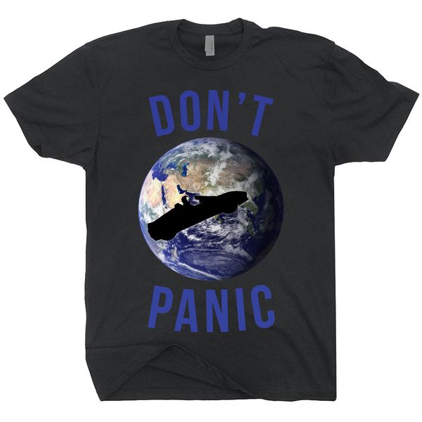 

2019 fashion summer don't panic starman mission to mars earth t-shirt space exploration tee shirt