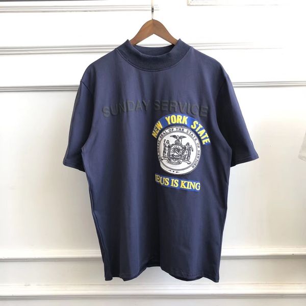 

1:1 quality kanye west sunday service new york state printed women men short sleeve 100% cotton jesus is king t shirts tees men 1005, White;black