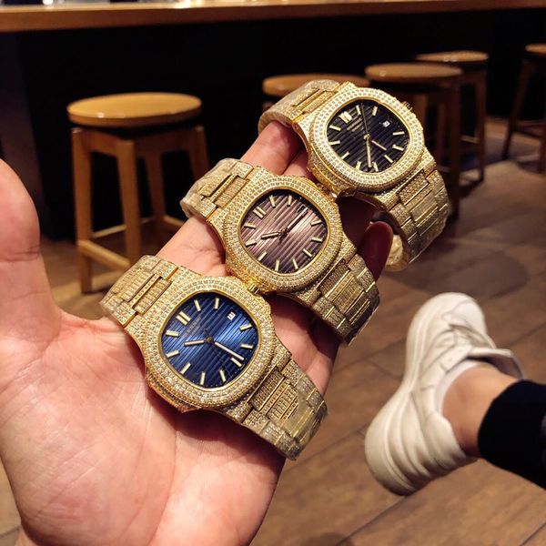 

5719/1g-001 montre de luxe imported west tieceng automatic mechanical movement upper and lower sapphire mirror diamond watch men watches, Slivery;brown