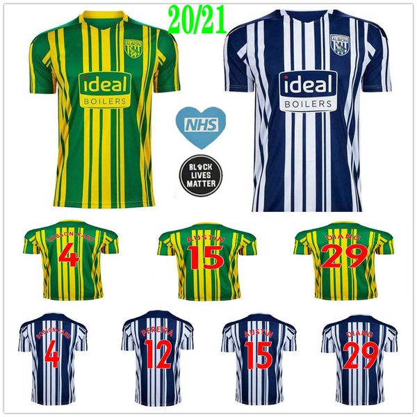 

2020 2021 west bromwich albion soccer jerseys diang austin brunt pereira robson-kanu custom west brom kids home away football shirt, Black;yellow