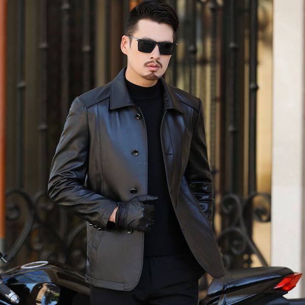 

leather jacket 2020 sheepskin genuine leather coats men spring autumn jackets cuero genuino bang18a1836 yy266, Black
