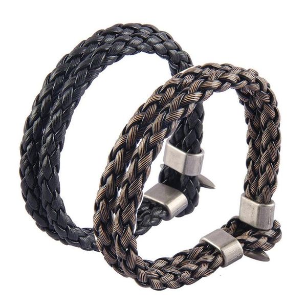 

men faux leather braided multilayer bracelet bangle handmade wrist jewelry gift, Black
