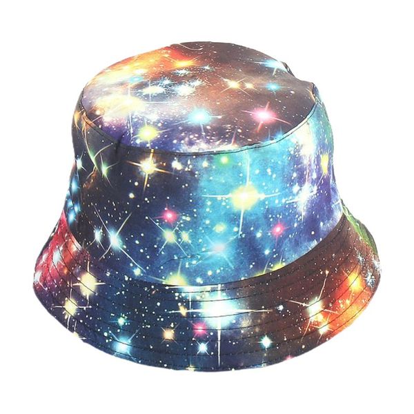 

harajuku starry sky print bucket hat graffiti wide brim fisherman cap, Blue;gray