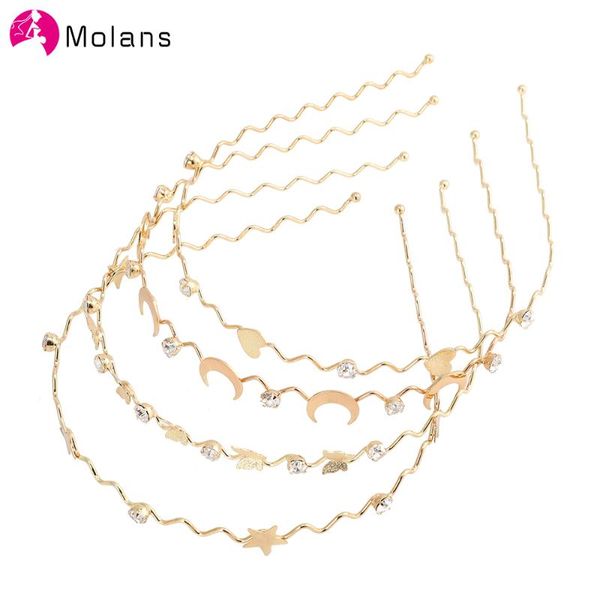 

molans new fashion gold rhinestones embellished headbands for women elegant hairbands star girl's hair accessories