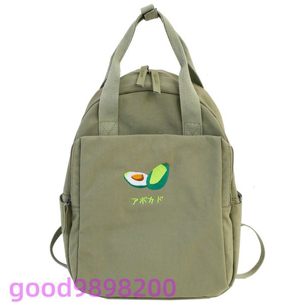 

2020 new fruit embroidery women backpack little fresh waterproof nylon solid color shoulder bag girls schoolbag for teenagers