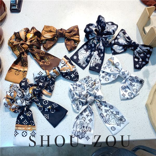 

women elastic head bands fashion hair rings rope bowknot flower animal elephant pony tails bag charms ribbon bow knot headdress accessories, Golden;silver