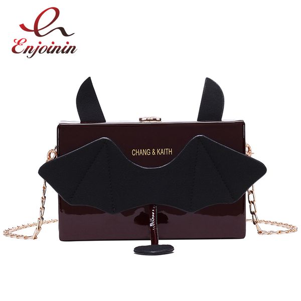 

fashion patent leather devil design box style girl's casual chain purse shoulder bag clutch crossbody mini messenger bag tote