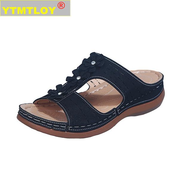 

summer women sandals wedges casual shoes roman sandalia feminina platform sandal toe corrector cusion gladiator flat with, Black