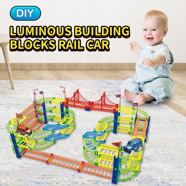 

170pcs более крупные частицы строительных блоков светящейся ралл автомобиль дети diy сборка игрушка творческого интеллект подарок для мальчи