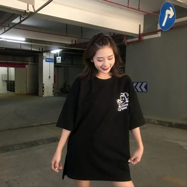 

2020 summer cute letter printing t shirt korean style short sleeve tee harajuku kawaii loose yellow tshirt womens t shirts, White