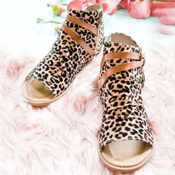 

summer leopard flat sandals female breathable non-slip flats beach sandal woman shoes large size women's summer footwear drop, Black