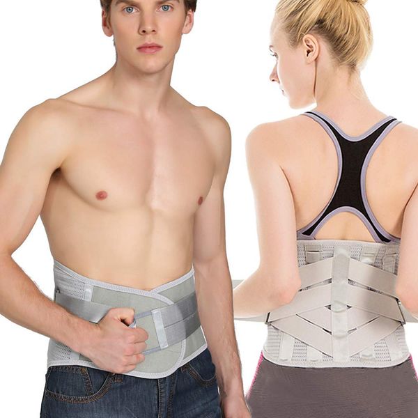

waist support breathable lower back brace adjustable for pain double compression straps lumbar belt corset, Black;gray