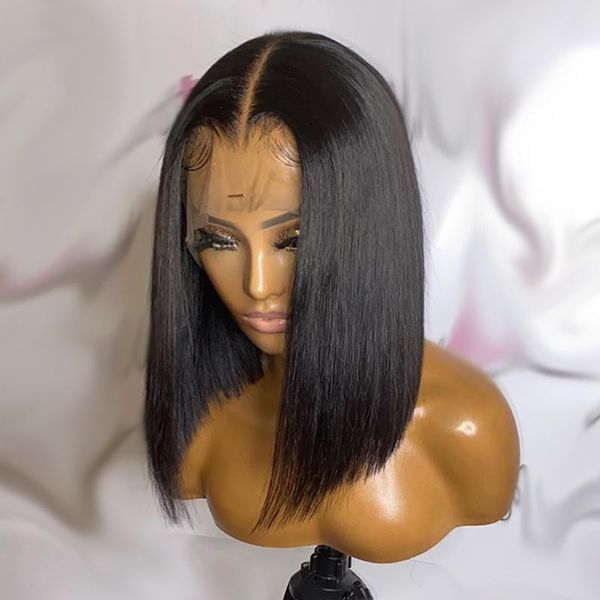 

brazilian wig straight short bob lace front wigs 13x4 lace front human hair wigs pre-plucked with baby hair perruque humaine, Black;brown