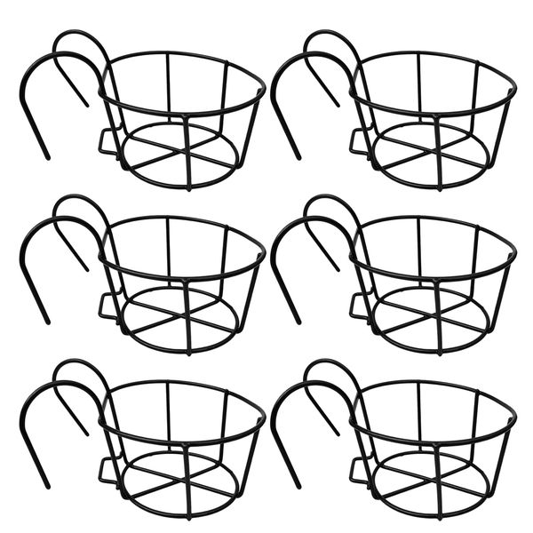 

6pcs black metal flowerpot hanging basket holder garden plant racks