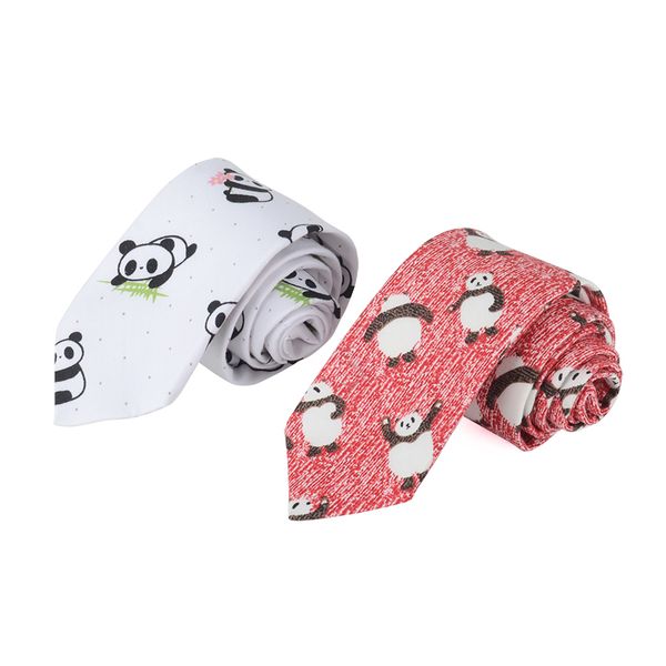 

windj men cotton necktie printed panda white red women, Black;gray