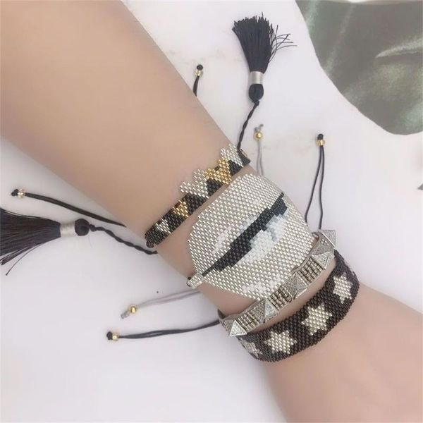 

zhongvi bracelets six stars miyuki bracelet heart women pulseras mujer lip bohemian jewelry beads ins new armband dropshipping, Black