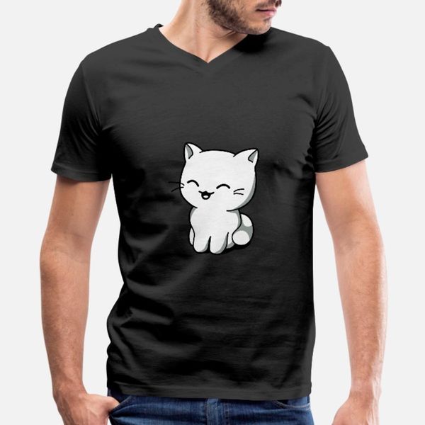 

kawaii cat t shirt men design tee shirt plus size 3xl solid color loose basic summer style unique shirt