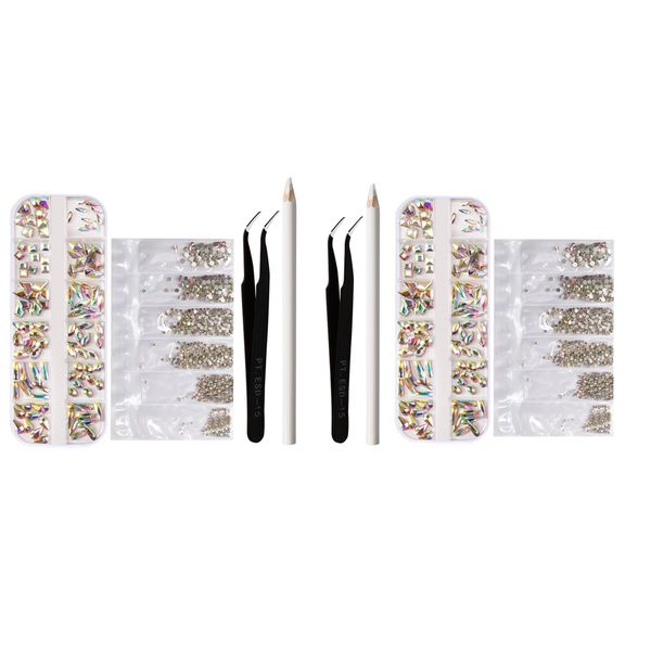 

2 set 3d ab nail art rhinestones flat back glitters gem diamond glass tips