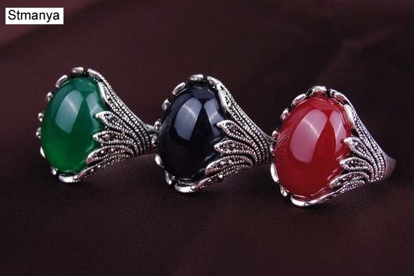 

new vintage rings for women men oval rhinestone cat stone black green ring silver color punk gift jewelry 20048, Golden;silver