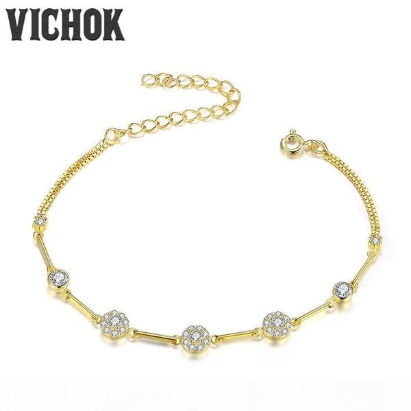 

925 sterling silver bracelets trendy authentic bracelet for women adjustable charms bracelets party jewelry gift yellow gold color vichok, Black