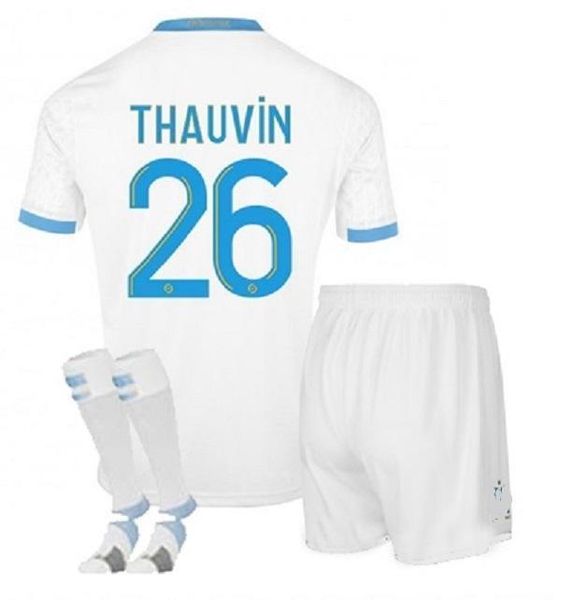 

kids kit 19 20 olympique de marseille benedetto soccer jersey 2019 2020 om marseille maillot de foot payet .gustavo thauvin football shirts, Black;yellow