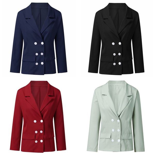 

women fashion blazer turn down collar suit jacket autumn solid lapel slim fit jacket ladies business office coat cardigan, White;black