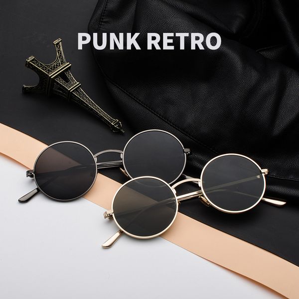 

elbru retro round sunglasses small frame style sunglasses women men fashion colorful lens brand designer alloy mirror, White;black