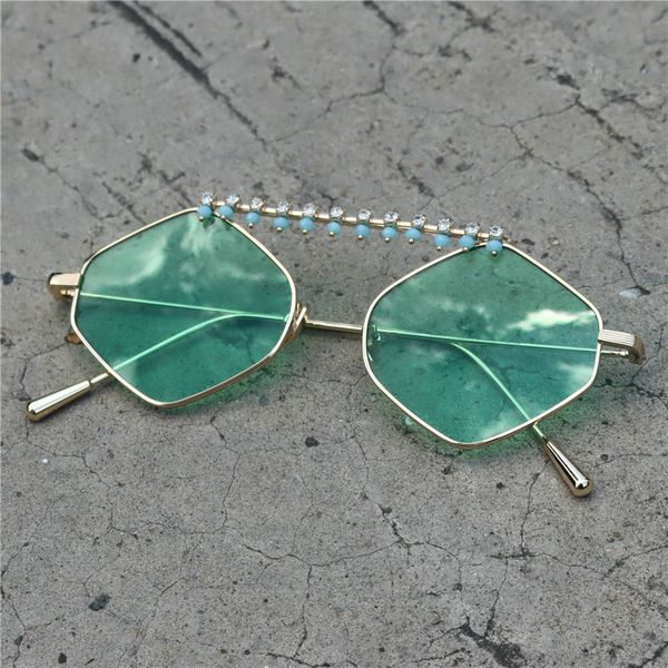 

irregular diamond sunglasses women 2020 vintage small frame sunglasses men retro metal clear lens round sun glasses fml, White;black