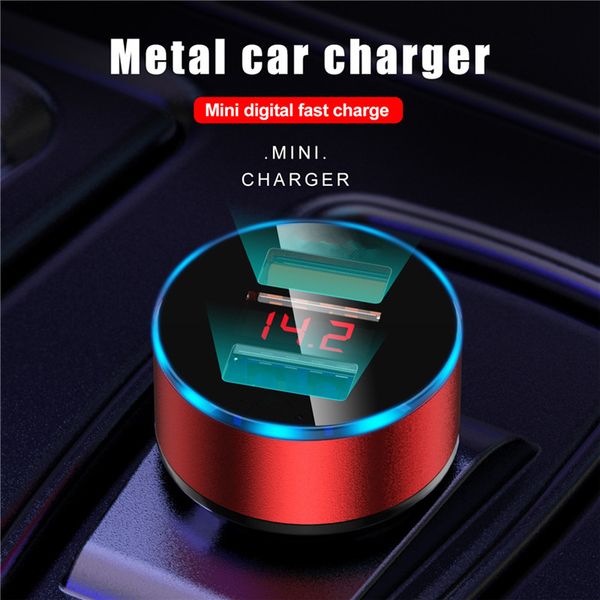 

car charger with led dual usb fast for xiaomi huawei mini mobile phone adapter