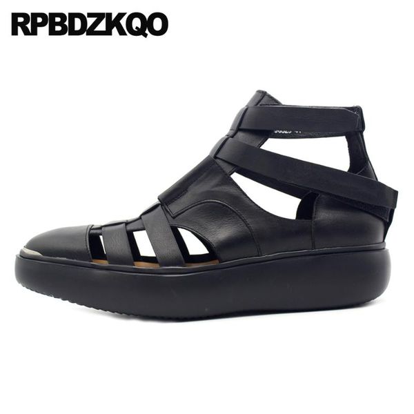 

sneakers designer black boots genuine leather men gladiator sandals summer platform strap roman size 45 large shoes