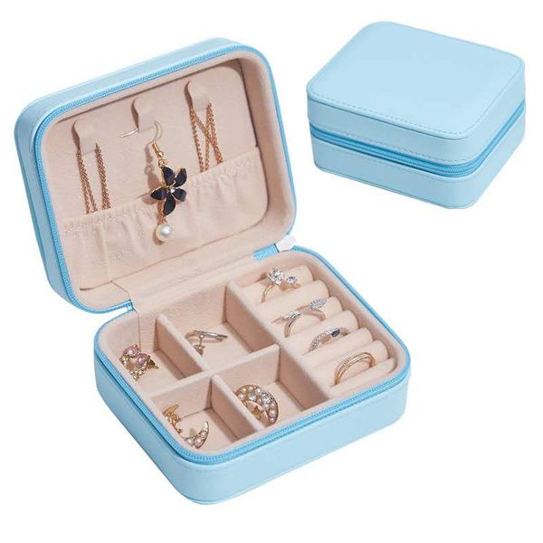 

luxury leather jewelry box earrings creative portable jewelry storage box earrings earrings ring small jewelry box ing, Black;white