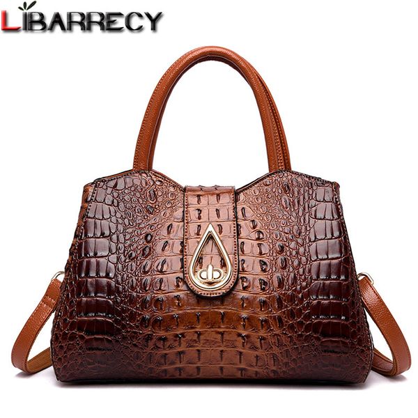 

retro fashion female big tote bags women designer alligator handbag 2020 new quality pu leather lock shoulder messenger bags sac