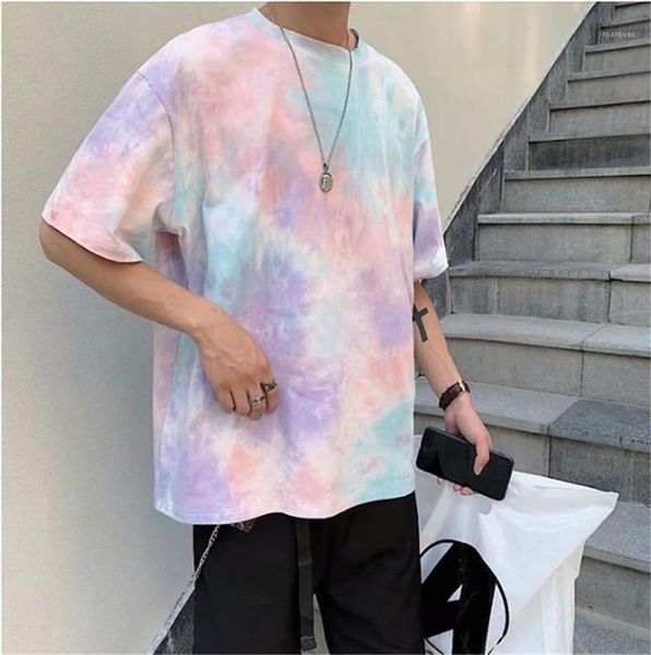 

sleeve tshirt mens clothing tee shirts homme fashion tie dye mens tshirt casual contrast color short, White;black