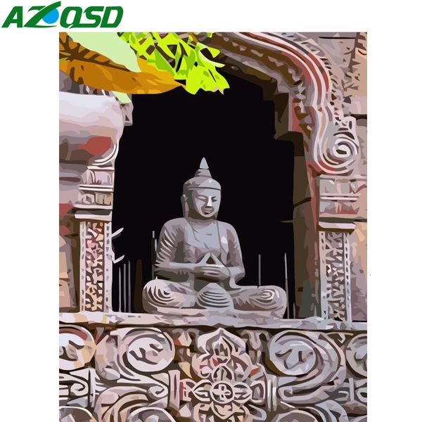 

azqsd картина by numbers buddha diy 40x50cm no frame ремесленная краска по количеству canvas картина kits религия стены искусства