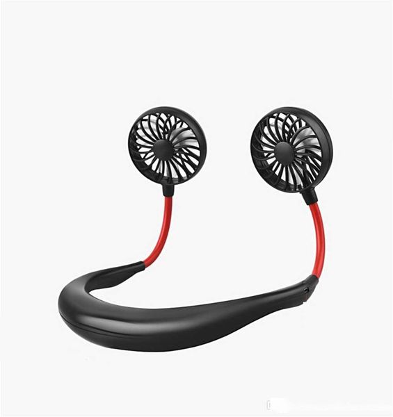 

lazy sports hanging neck fan outdoor convenient charging creative student deskfan mini usb small electric fan double cooling fans
